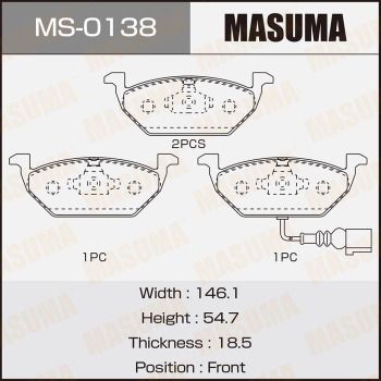 MS0138 MASUMA Комплект тормозных колодок