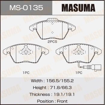 MS0135 MASUMA Комплект тормозных колодок