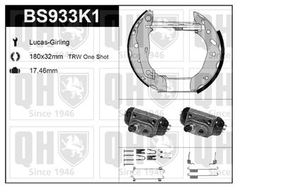 BS933K1 QUINTON HAZELL Комплект тормозных колодок