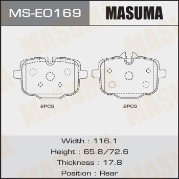 MSE0169 MASUMA Комплект тормозных колодок