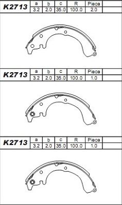 K2713 ASIMCO Комплект тормозных колодок
