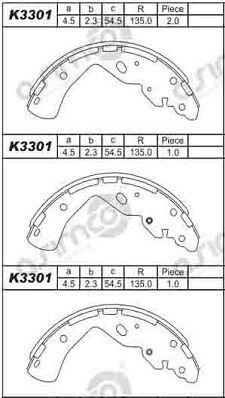 K3301 ASIMCO Комплект тормозных колодок