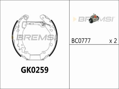 GK0259 BREMSI Комплект тормозных колодок