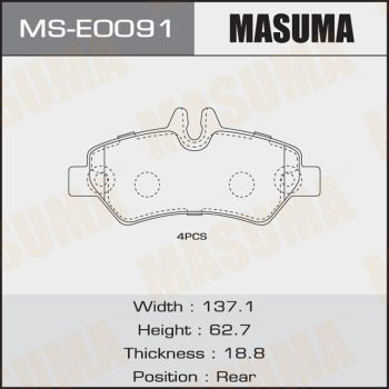 MSE0091 MASUMA Комплект тормозных колодок