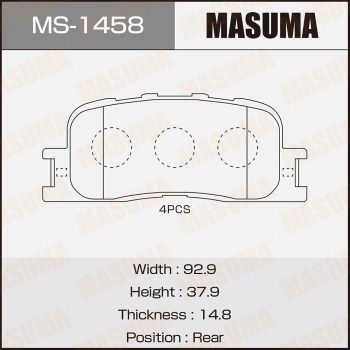 MS1458 MASUMA Комплект тормозных колодок