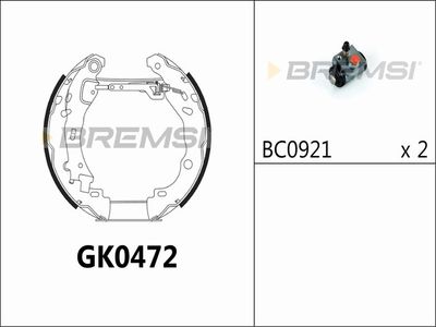 GK0472 BREMSI Комплект тормозных колодок