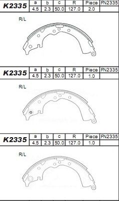 K2335 ASIMCO Комплект тормозных колодок