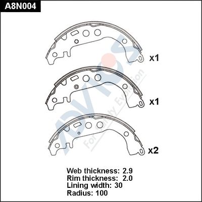 A8N004 ADVICS Комплект тормозных колодок