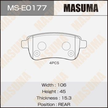MSE0177 MASUMA Комплект тормозных колодок