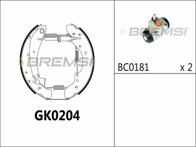 GK0204 BREMSI Комплект тормозных колодок