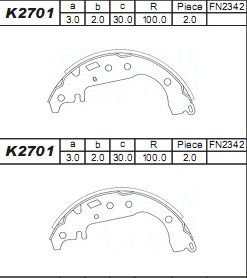 K2701 ASIMCO Комплект тормозных колодок