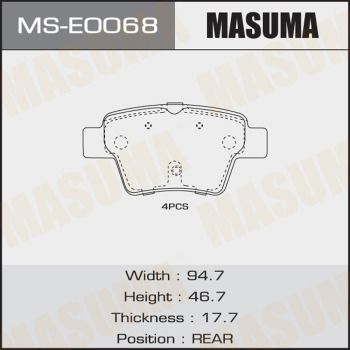 MSE0068 MASUMA Комплект тормозных колодок