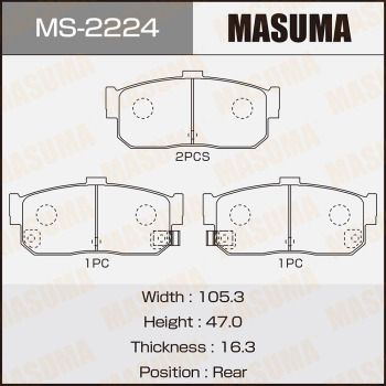 MS2224 MASUMA Комплект тормозных колодок