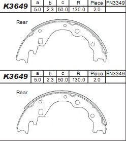 K3649 ASIMCO Комплект тормозных колодок