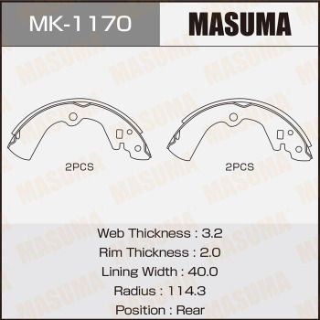 MK1170 MASUMA Комплект тормозных колодок