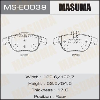 MSE0039 MASUMA Комплект тормозных колодок