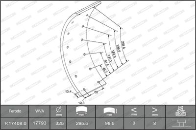 K174080F3653 FERODO Комплект тормозных башмаков, барабанные тормоза