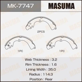 MK7747 MASUMA Комплект тормозных колодок