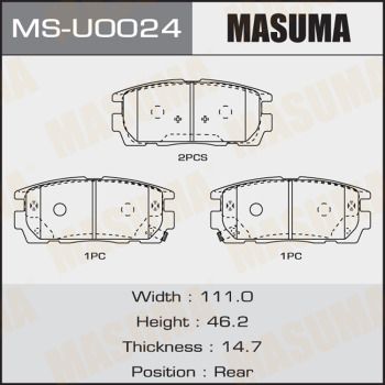 MSU0024 MASUMA Комплект тормозных колодок