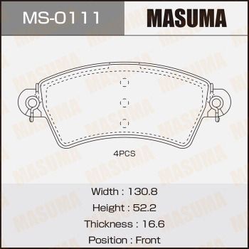 MS0111 MASUMA Комплект тормозных колодок