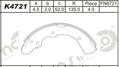 K4721 ASIMCO Комплект тормозных колодок