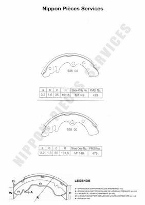 N350N00 NPS Комплект тормозных колодок