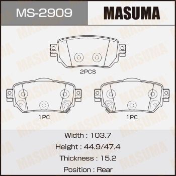 MS2909 MASUMA Комплект тормозных колодок