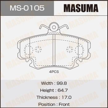 MS0105 MASUMA Комплект тормозных колодок