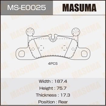 MSE0025 MASUMA Комплект тормозных колодок