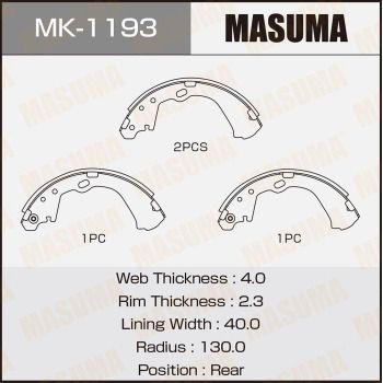 MK1193 MASUMA Комплект тормозных колодок