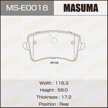MSE0018 MASUMA Комплект тормозных колодок
