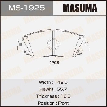 MS1925 MASUMA Комплект тормозных колодок