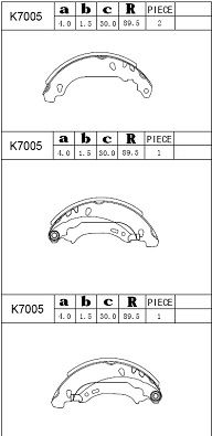 K7005 ASIMCO Комплект тормозных колодок