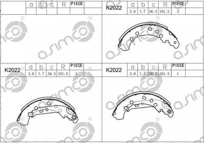 K2022 ASIMCO Комплект тормозных колодок