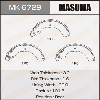 MK6729 MASUMA Комплект тормозных колодок