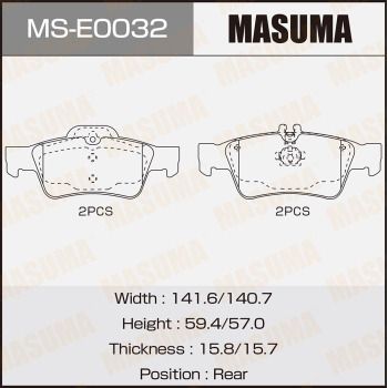 MSE0032 MASUMA Комплект тормозных колодок