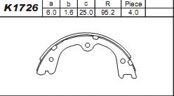 K1726 ASIMCO Комплект тормозных колодок