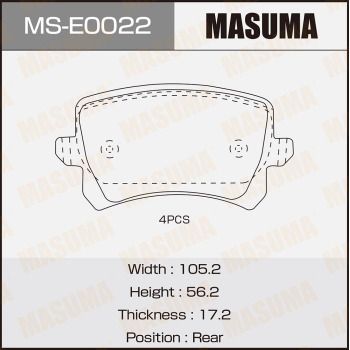 MSE0022 MASUMA Комплект тормозных колодок