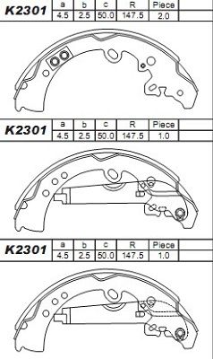 K2301 ASIMCO Комплект тормозных колодок