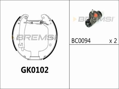 GK0102 BREMSI Комплект тормозных колодок