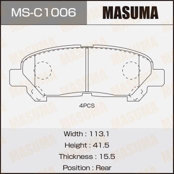 MSC1006 MASUMA Комплект тормозных колодок