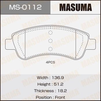 MS0112 MASUMA Комплект тормозных колодок