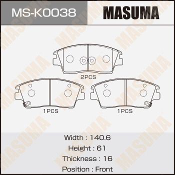 MSK0038 MASUMA Комплект тормозных колодок