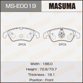 MSE0019 MASUMA Комплект тормозных колодок