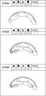 K7003 ASIMCO Комплект тормозных колодок