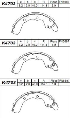 K4703 ASIMCO Комплект тормозных колодок