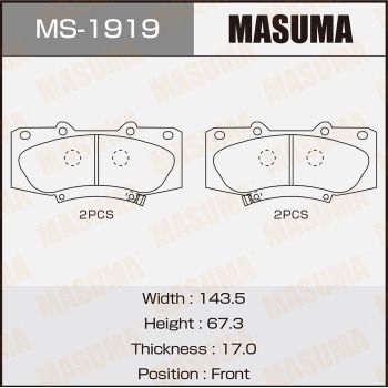 MS1919 MASUMA Комплект тормозных колодок