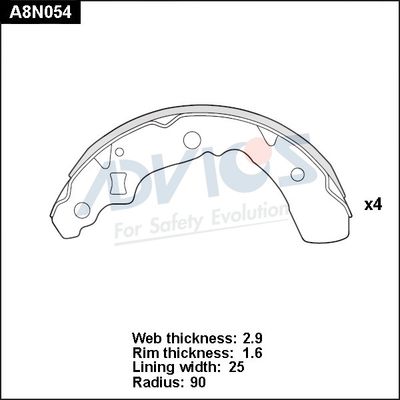 A8N054 ADVICS Комплект тормозных колодок