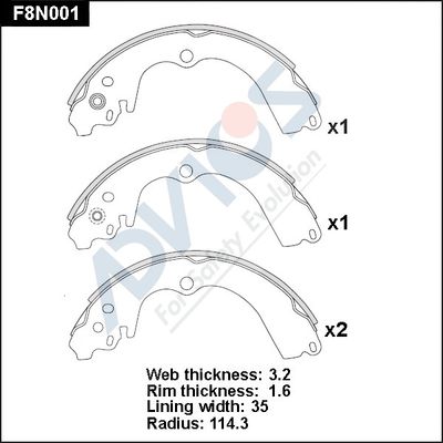 F8N001 ADVICS Комплект тормозных колодок