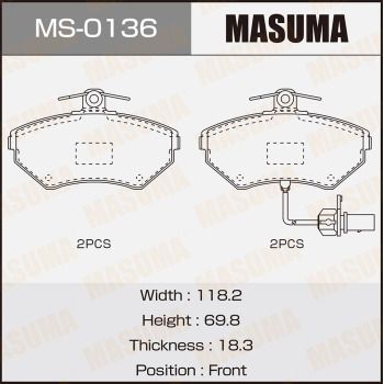 MS0136 MASUMA Комплект тормозных колодок